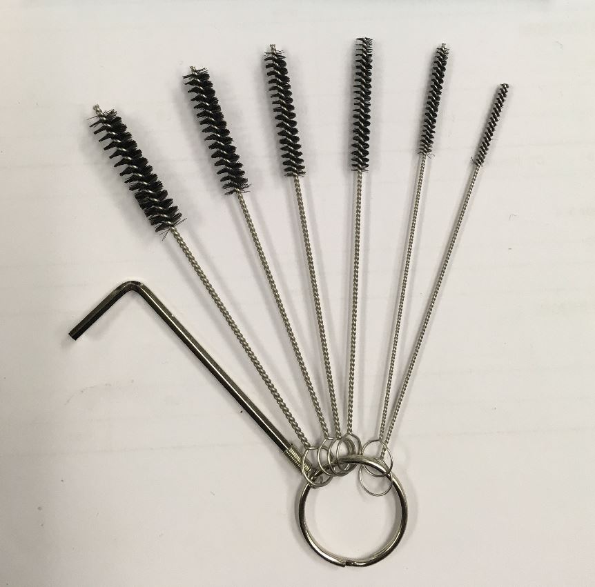 Tattoo Tube Cleaning Brush Set with Allen Wrench, pack of 6 brushe
