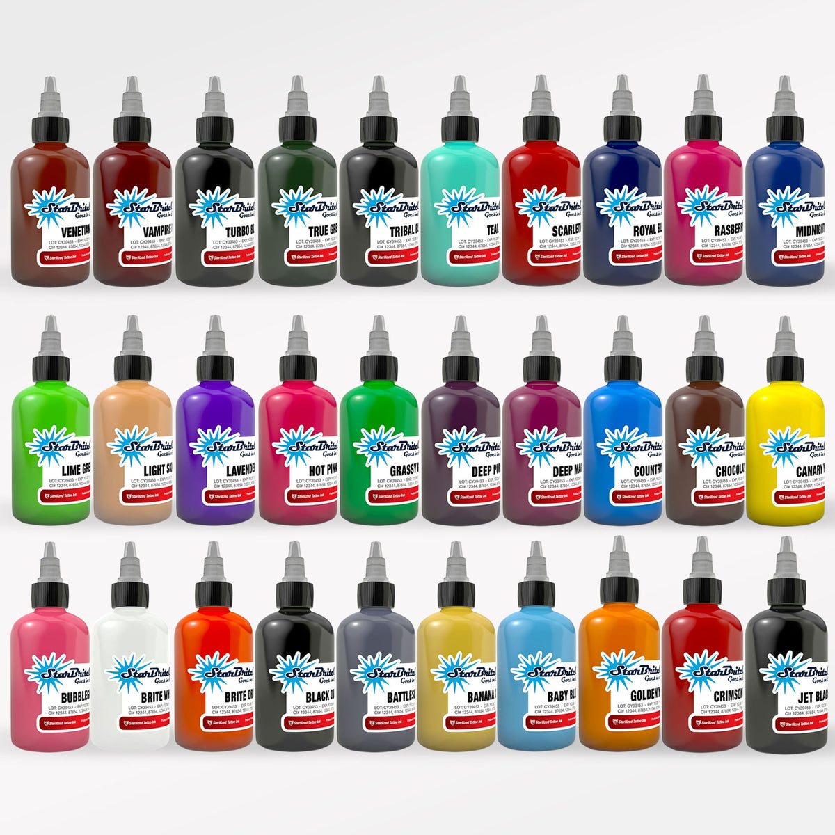 STARBRITE COLORS TATTOO INKS 1 OZ, 2 OZ OR 4 OZ — GoldenTimes Corp.