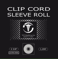CLIP CORD SLEEVE ROLLS, 2 inch x 1,200 ft roll in a self dispensing box. CHOOSE BLACK or CLEAR