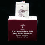 Povidone Iodine Prep Pads, Medium. CHOOSE Single 100/box or Case of 10 boxes.