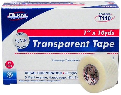 Dukal Transparent Tape (same as Johnson & Johnson Tape), 1" x 10 yds 12/box or 1/2" x 10 yds 24/box
