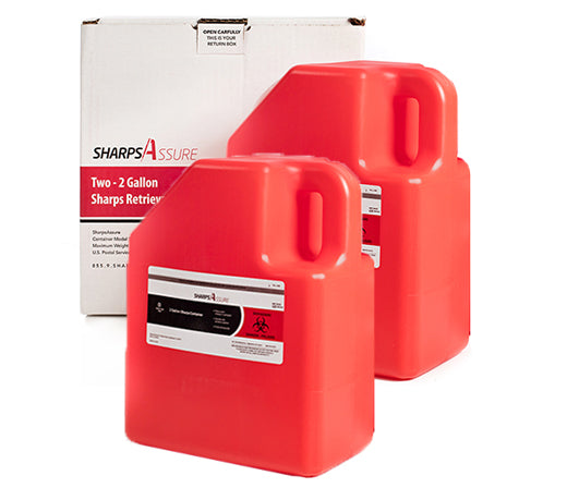 Sharps Mail Back Disposal System 2 Pack of 2 Gallons = 4 gallons total (comes with prepaid box and postage)